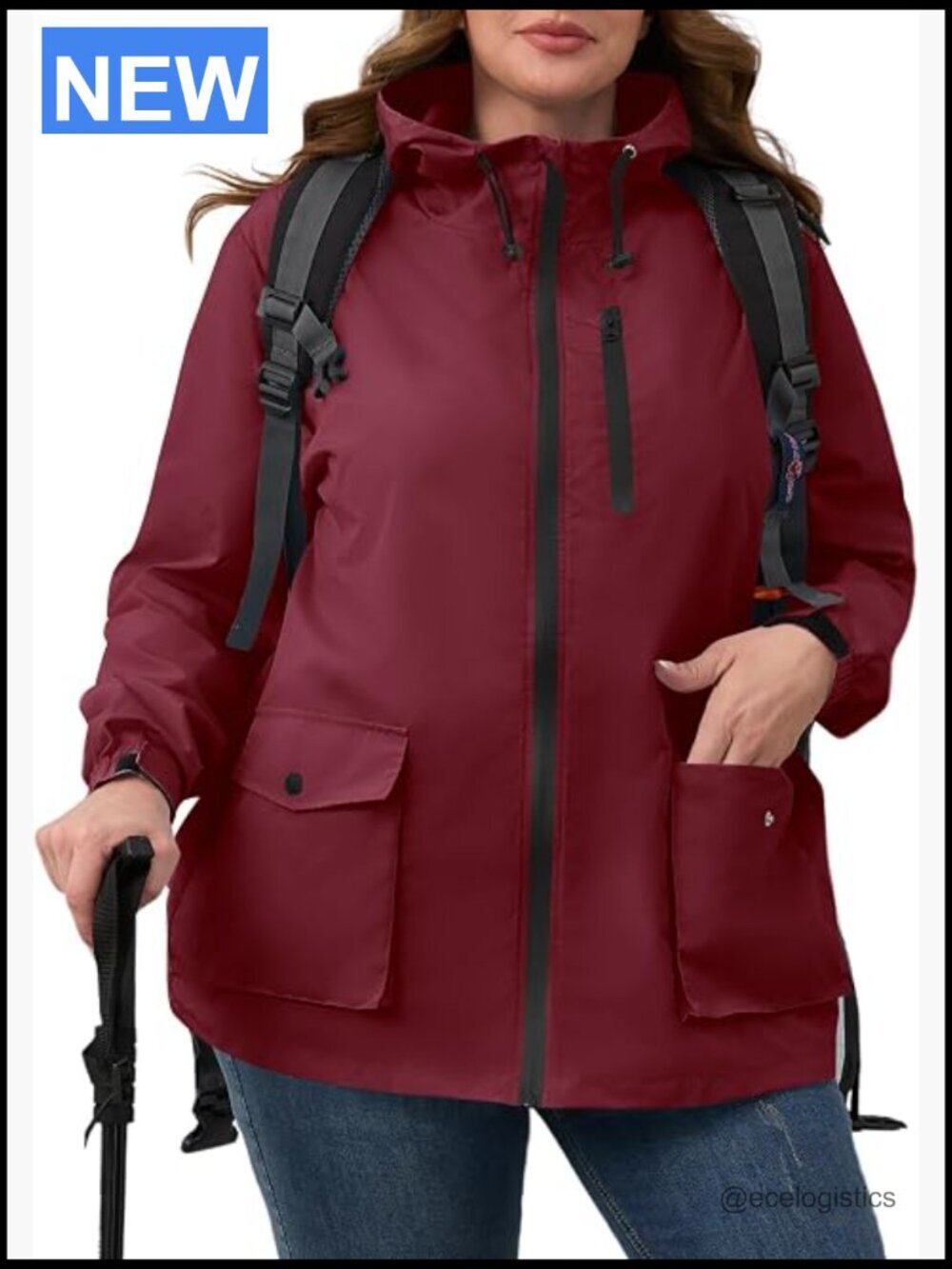 Plus Size Waterproof Rain Jacket with Hood Lightweight Packable Windbreaker for
